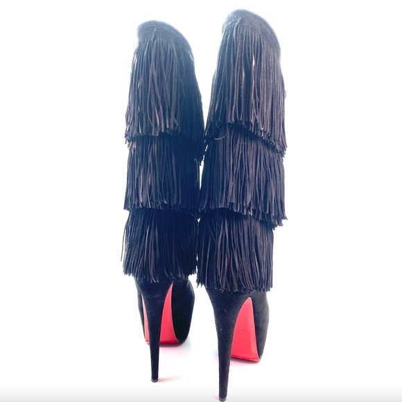 Christian Louboutin 20th Anniversary Suede Fringe Hignhess Tina 160 Boots Eur 40 - Picture 3 of 8